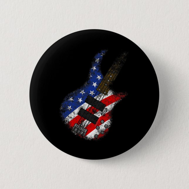 Amerikanische Flagge über Guitar Usa Unabhängigkei Button (Vorderseite)