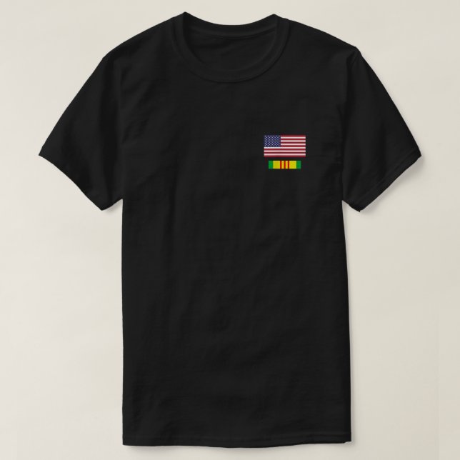 Amerikanische Flagge über Vietnam Service Ribbon   T-Shirt (Design vorne)