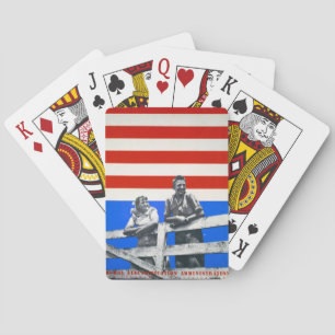Amerikanische Flagge Unbearbeitete Vintage-Fotos U Spielkarten