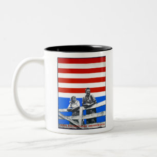 Amerikanische Flagge Unbearbeitete Vintage-Fotos U Zweifarbige Tasse
