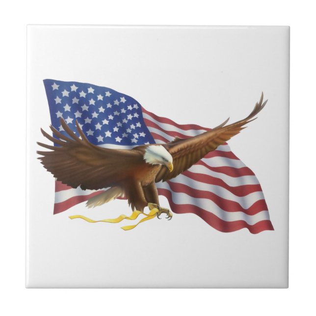 Amerikanische Flagge und Adler Fliese (Vorderseite)