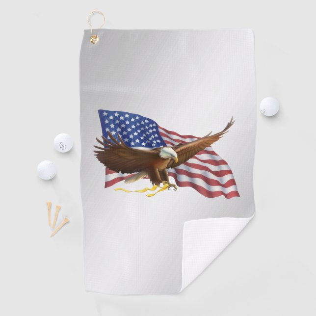 Amerikanische Flagge und Adler Golfhandtuch (Insitu)