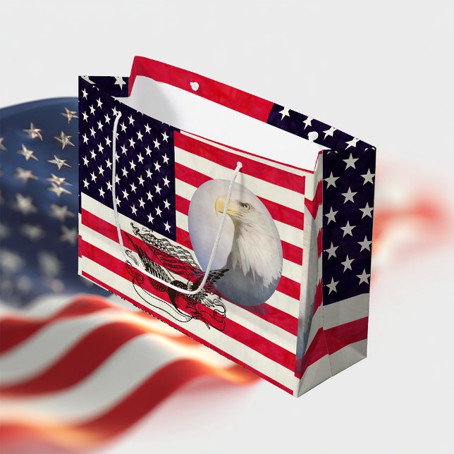 Amerikanische Flagge und Adler Große Geschenktüte (Von Creator hochgeladen)