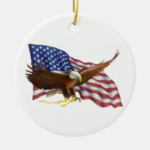 Amerikanische Flagge und Adler Keramikornament