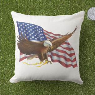 Amerikanische Flagge und Adler Kissen Für Draußen