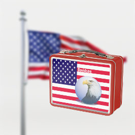 Amerikanische Flagge und Adler Metall Brotdose