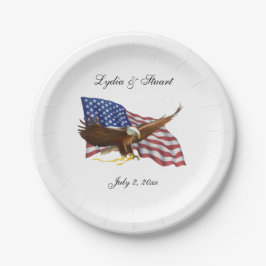 Amerikanische Flagge und Adlerhochzeit Pappteller