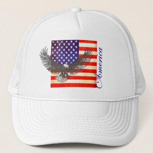 Amerikanische Flagge und Adlerhut Truckerkappe