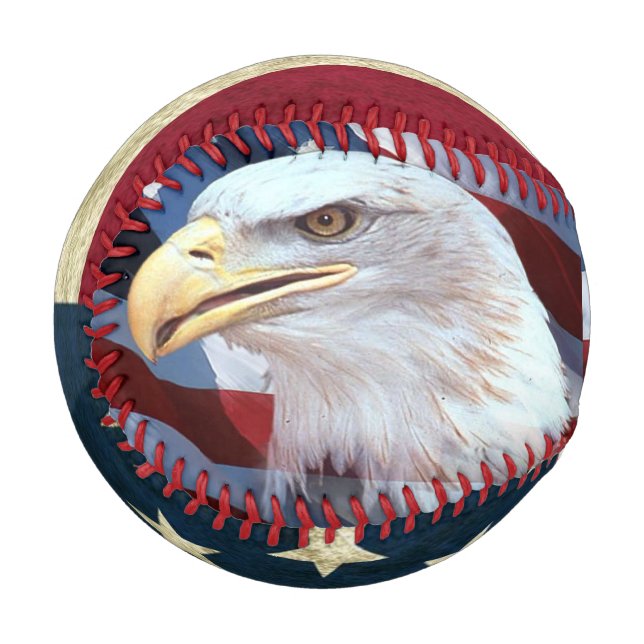 Amerikanische Flagge und Bald-Adler-Baseball Baseball (Vorderseite Links)