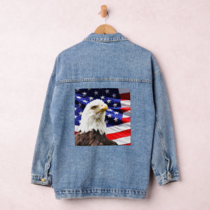 Amerikanische Flagge und Bald-Adler Jeansjacke