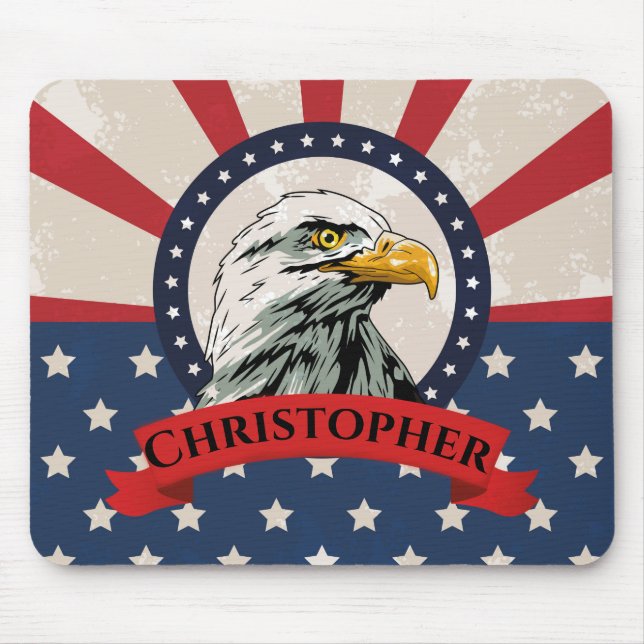 Amerikanische Flagge und Bald-Adler Mousepad (Vorne)
