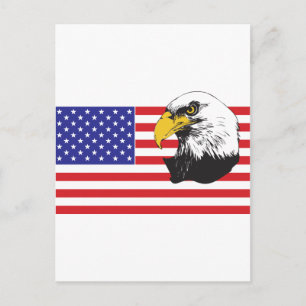 Amerikanische Flagge und Bald-Adler Postkarte