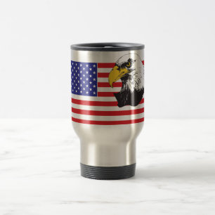Amerikanische Flagge und Bald-Adler Reisebecher
