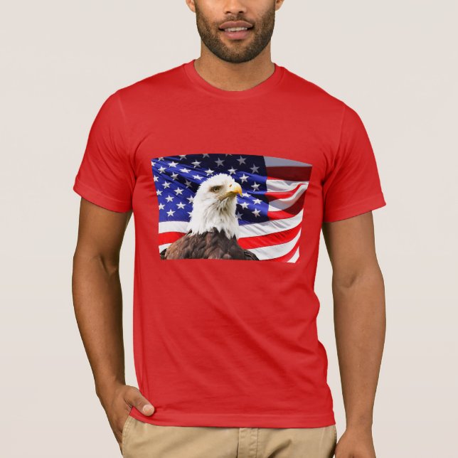 Amerikanische Flagge und Bald-Adler T-Shirt (Vorderseite)
