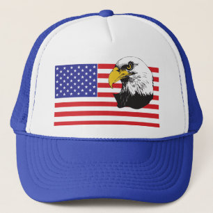 Amerikanische Flagge und Bald-Adler Truckerkappe