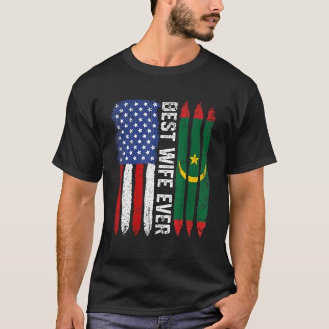 Amerikanische Flagge und beste Ehefrau je Fahne T-Shirt (Vorderseite)