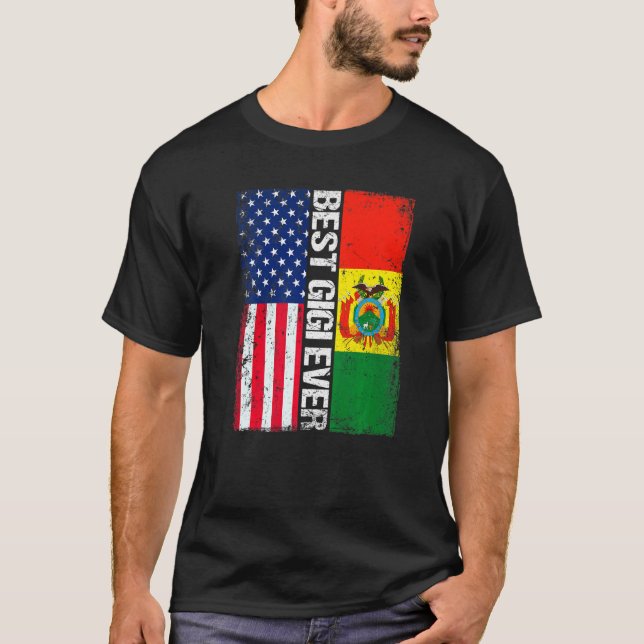 Amerikanische Flagge und Bolivien Flag Beste Gigi- T-Shirt (Vorderseite)