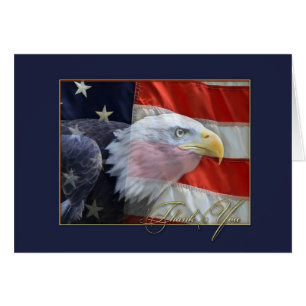 Amerikanische Flagge und Eagle danken Ihnen zu