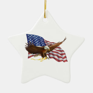 Amerikanische Flagge und Eagle Keramikornament