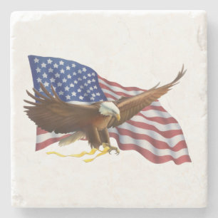 Amerikanische Flagge und Eagle Steinuntersetzer