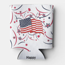 Amerikanische Flagge und Feuerwerke Dosenkühler