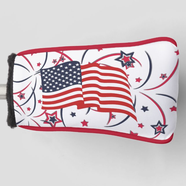 Amerikanische Flagge und Feuerwerke Golf Headcover (Vorderseite)