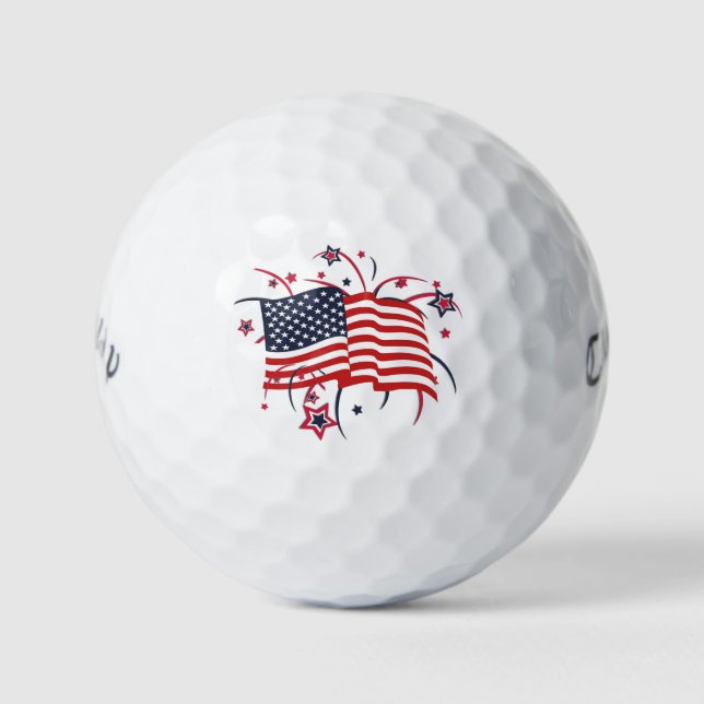 Amerikanische Flagge und Feuerwerke Golfball (Vorderseite)