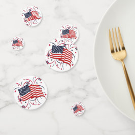 Amerikanische Flagge und Feuerwerke Konfetti