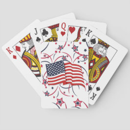 Amerikanische Flagge und Feuerwerke Spielkarten