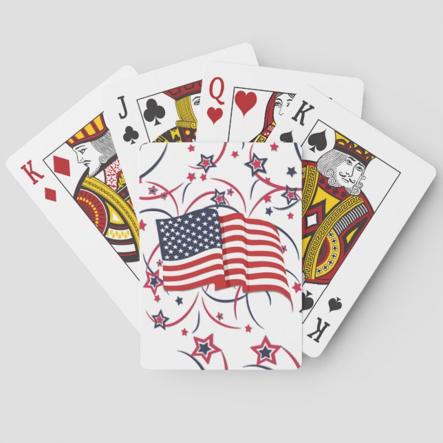 Amerikanische Flagge und Feuerwerke Spielkarten (Rückseite)