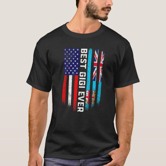 Amerikanische Flagge und Fidschi-Flagge Beste Gigi T-Shirt (Vorderseite)