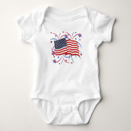 Amerikanische Flagge und Fireworks Baby Bodysuit Strampler
