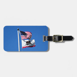 Amerikanische Flagge und Flagge Kaliforniens Gepäckanhänger