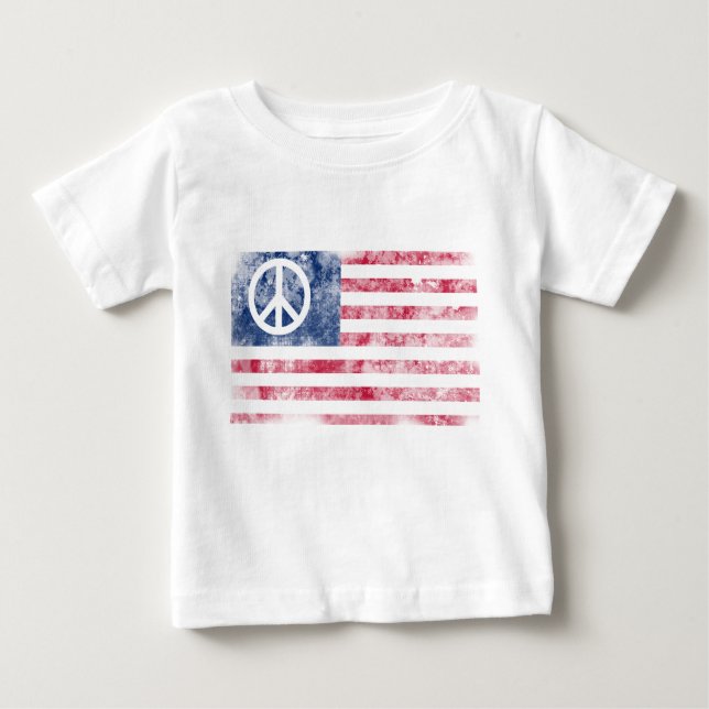 Amerikanische Flagge und Friedenssymbol gestört De Baby T-shirt (Vorderseite)