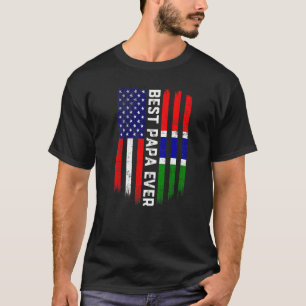 Amerikanische Flagge und Gambia Flagge Beste Papa- T-Shirt