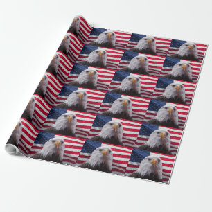 Amerikanische Flagge und Glattadler Geschenkpapier