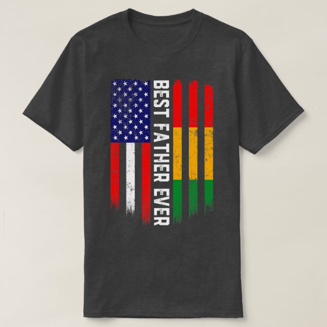 Amerikanische Flagge und Guinea Bester Vater T-Shirt (Design vorne)