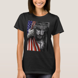 Amerikanische Flagge und Jesus glückliche Unabhäng T-Shirt