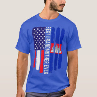 Amerikanische Flagge und Kambodscha beste Großmutt T-Shirt