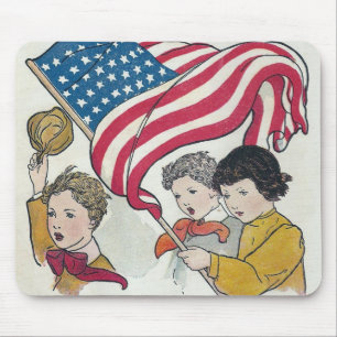 Amerikanische Flagge und Kinder Mousepad