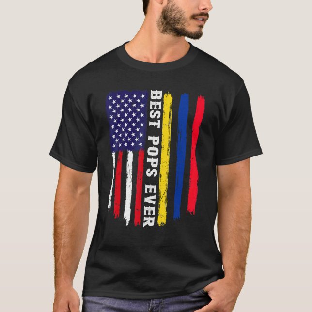 Amerikanische Flagge und kolumbianische Flagge Bes T-Shirt (Vorderseite)