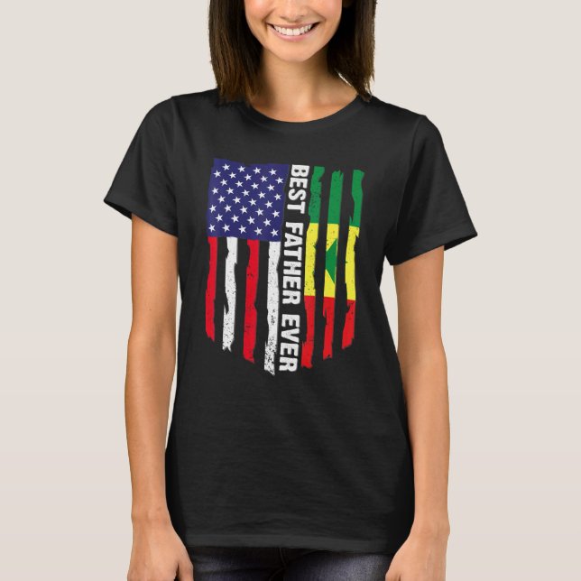 Amerikanische Flagge und Senegal-Flagge Bester Vat T-Shirt (Vorderseite)