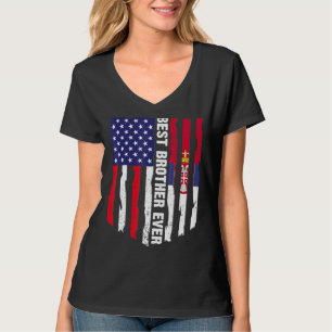 Amerikanische Flagge und Serbienflagge Bester Brud T-Shirt
