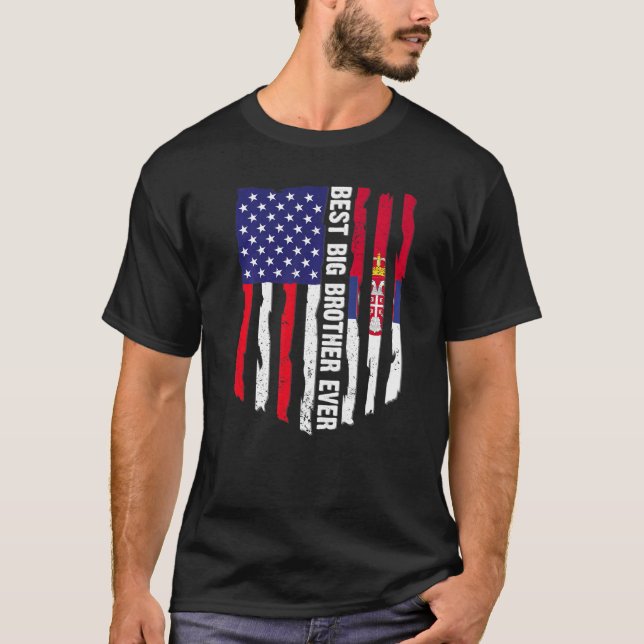Amerikanische Flagge und Serbienflagge Bester Groß T-Shirt (Vorderseite)