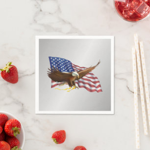 Amerikanische Flagge und Silberadler Serviette