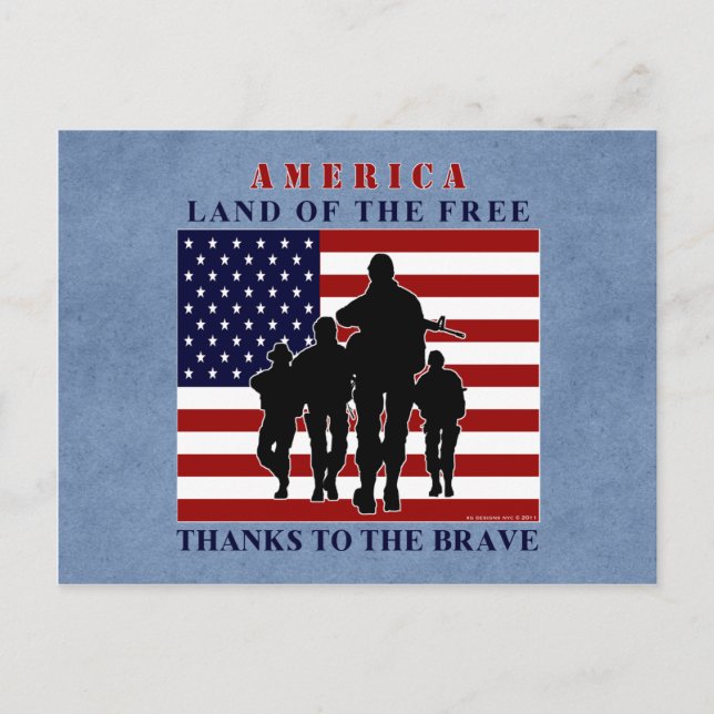 Amerikanische Flagge und Soldaten Silhouette Postk Postkarte (Vorderseite)