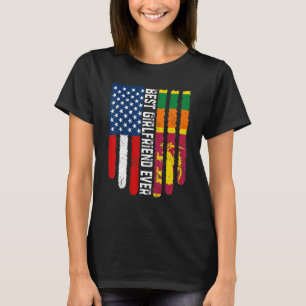 Amerikanische Flagge und Sri Lanka beste Freundin T-Shirt