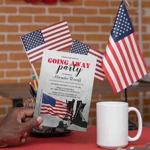 Amerikanische Flagge und Stiefel Abschiedsfeier  M Einladung
