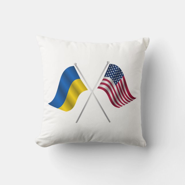 Amerikanische Flagge und ukrainische Flagge Kissen (Vorderseite)