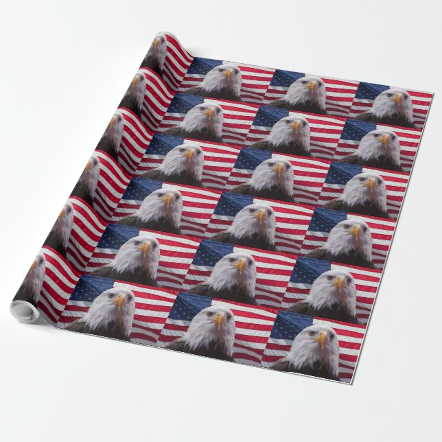 Amerikanische Flagge und Weißadler Geschenkpapier (Ungerollt)